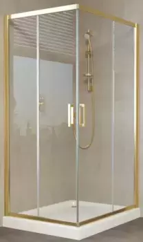 Душевой угол-ограждение «Vegas Glass» ZA-F Tur Novo 110/80 прозрачный/глянцевое золото без поддона универсальный