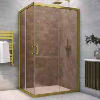 Душевой угол-ограждение «Vegas Glass» ZA-F Novo h2000 110/90 бронза/брашированное золото без поддона универсальный