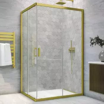 Душевой угол-ограждение «Vegas Glass» ZA-F Novo h2000 120/110 прозрачный/брашированное золото без поддона универсальный