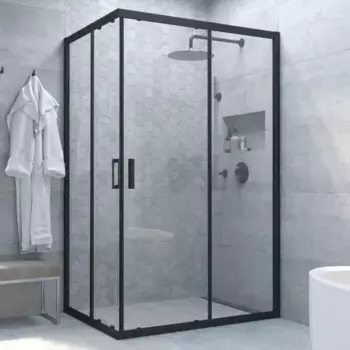 Душевой угол-ограждение «Vegas Glass» ZA-F Novo 120/100 Crystalvision/чёрный матовый без поддона универсальный