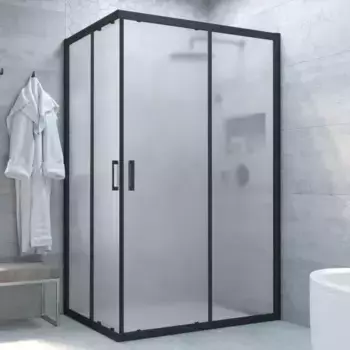 Душевой угол-ограждение «Vegas Glass» ZA-F Novo h2000 120/110 сатин/чёрный матовый без поддона универсальный
