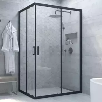 Душевой угол-ограждение «Vegas Glass» ZA-F Novo h2000 120/110 прозрачный/чёрный матовый без поддона универсальный