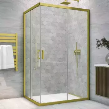 Душевой угол-ограждение «Vegas Glass» ZA-F Novo h2000 110/80 Crystalvision/брашированное золото без поддона универсальный
