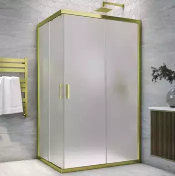 Душевой угол-ограждение «Vegas Glass» ZA-F Tur Novo h1900 120/90 сатин/глянцевое золото без поддона универсальный
