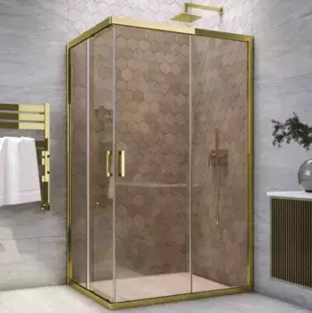 Душевой угол-ограждение «Vegas Glass» ZA-F Tur Novo h1900 110/80 бронза/глянцевое золото без поддона универсальный