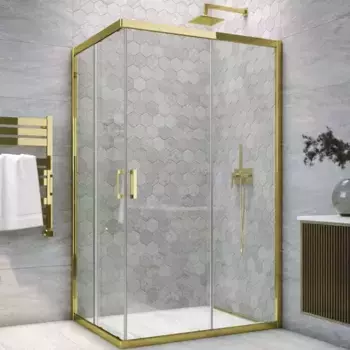 Душевой угол-ограждение «Vegas Glass» ZA-F Tur Novo h1900 120/110 прозрачный/глянцевое золото без поддона универсальный