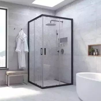 Душевой угол-ограждение «Vegas Glass» ZA Novo 90/90 графит/чёрный матовый без поддона