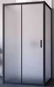 Душевой угол-ограждение «Vegas Glass» ZP-U Novo h2000 100/100 сатин/чёрный матовый без поддона универсальный