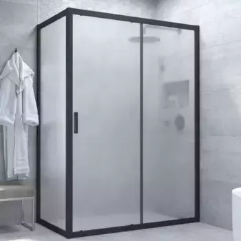 Душевой угол-ограждение «Vegas Glass» ZP+ZPV Novo 150/90 сатин/чёрный матовый без поддона универсальный