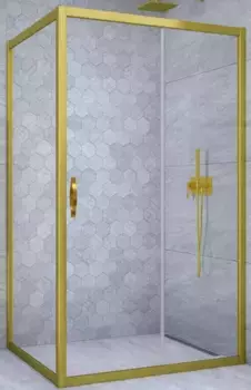 Душевой угол-ограждение «Vegas Glass» ZP+ZPV Tur Novo 160/90 прозрачный/глянцевое золото без поддона универсальный