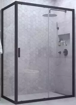 Душевой угол-ограждение «Vegas Glass» ZP+ZPV Novo 160/90 Crystalvision/чёрный матовый без поддона универсальный