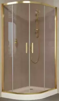 Душевой угол-ограждение «Vegas Glass» ZS-F Tur Novo 100/90 бронза/глянцевое золото без поддона универсальный