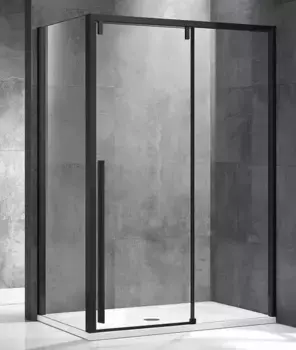 Душевой угол-ограждение «Vincea» Lugano VSR-1L8015CLB-1 150/80 прозрачный/чёрный прямоугольный без поддона универсальный