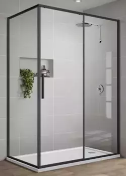 Душевой угол-ограждение «Vincea» Slim-U VSR-2SU9012CLB 120/90 прозрачный/чёрный прямоугольный без поддона универсальный