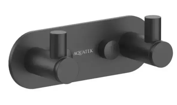 Двойной крючок «Акватек» Европа AQ4102MB на стену чёрный матовый