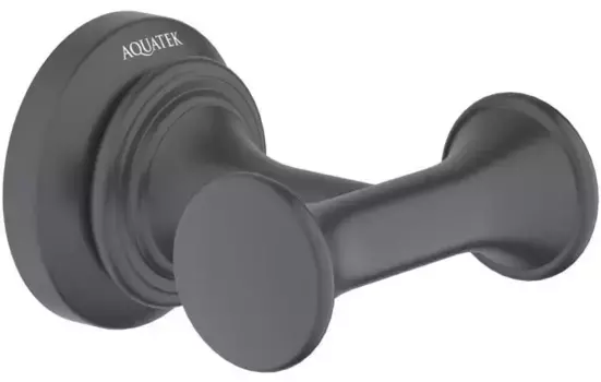 Двойной крючок «Акватек» Классик AQ4502MB на стену чёрный матовый