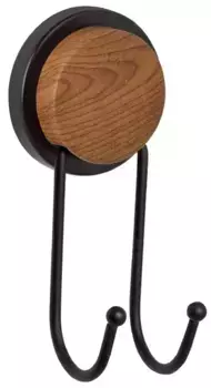 Двойной крючок «Fixsen» Magic Wood FX-46005A на стену чёрный/тёмное дерево