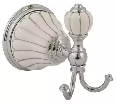 Двойной крючок «Migliore» Olivia 17554 на стену хром/белый с декором платина
