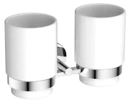 Двойной стакан для зубных щёток «Акватек» Бетта AQ4617CR на стену хром