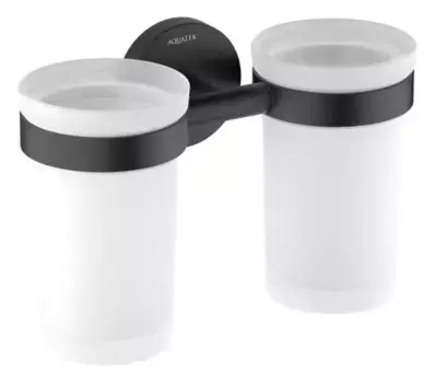 Двойной стакан для зубных щёток «Акватек» Европа AQ4117MB на стену чёрный матовый