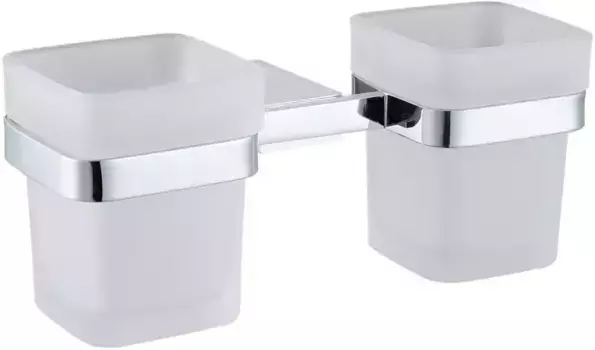 Двойной стакан для зубных щёток «Allen Brau» Infinity 6.21003-00 на стену матовый/хром