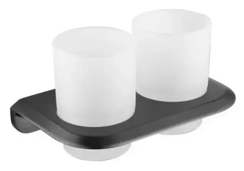 Двойной стакан для зубных щёток «Cezares» LINER-TUMDS-GM на стену оружейная сталь