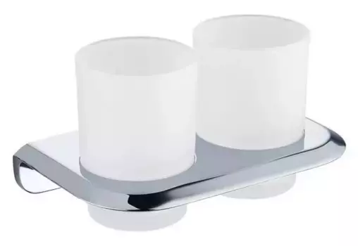 Двойной стакан для зубных щёток «Cezares» LINER-TUMDS-01 на стену хром