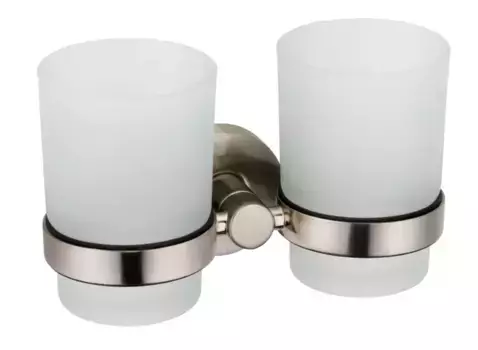 Двойной стакан для зубных щёток «Fixsen» Modern FX-51507 на стену сатин