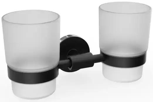 Двойной стакан для зубных щёток «Fora» Lord FOR-LORD039BL на стену чёрный