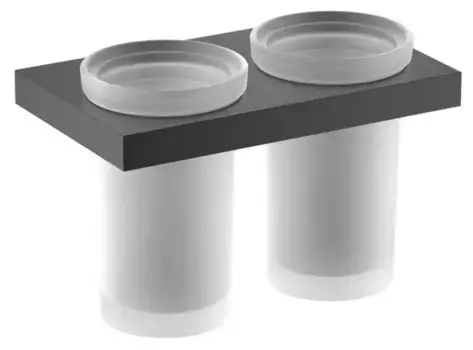 Двойной стакан для зубных щёток «Timo» Petruma 15234/03 на стену чёрный матовый