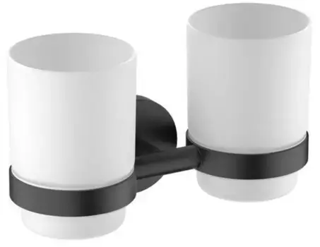 Двойной стакан для зубных щёток «Timo» Saona 13034/03 на стену чёрный матовый