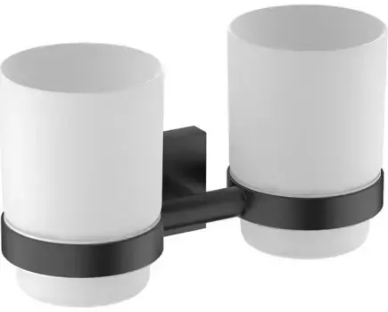 Двойной стакан для зубных щёток «Timo» Selene 12034/03 на стену чёрный матовый