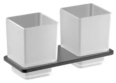 Двойной стакан для зубных щёток «Timo» Torne 43034/03 на стену чёрный матовый