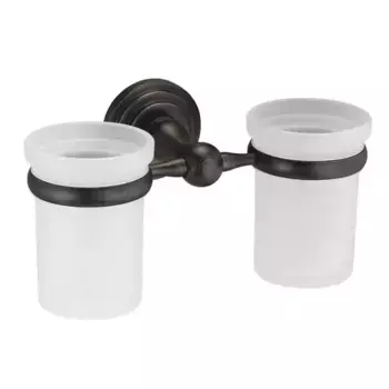 Двойной стакан для зубных щёток «WasserKRAFT» Isar K-7328D на стену тёмная бронза