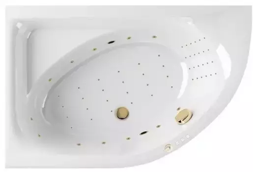 Гидромассажная ванна акриловая «Excellent» Aquarella 150/100 Nano с каркасом с сифоном белая/золото левая