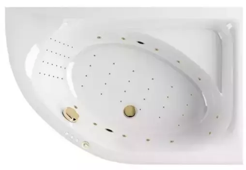 Гидромассажная ванна акриловая «Excellent» Aquarella 150/100 Nano с каркасом с сифоном белая/золото правая