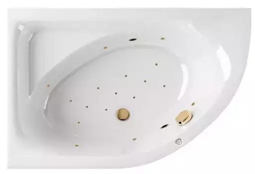 Гидромассажная ванна акриловая «Excellent» Aquarella 150/100 Relax с каркасом с сифоном белая/золото левая