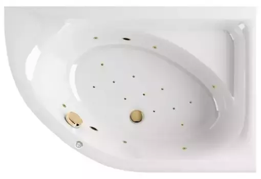 Гидромассажная ванна акриловая «Excellent» Aquarella 150/100 Relax с каркасом с сифоном белая/золото правая