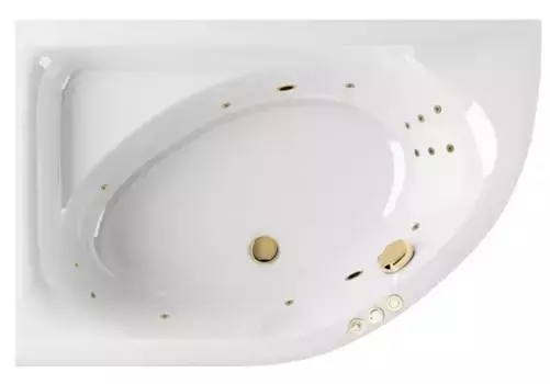 Гидромассажная ванна акриловая «Excellent» Aquarella 150/100 Smart с каркасом с сифоном белая/золото левая