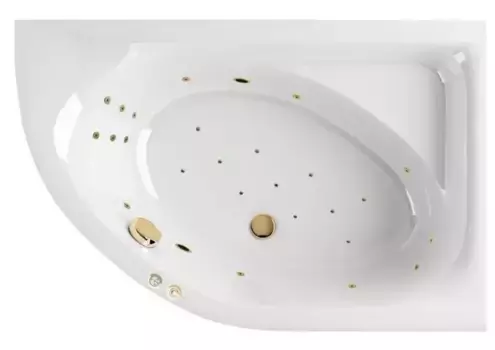 Гидромассажная ванна акриловая «Excellent» Aquarella 150/100 Ultra с каркасом с сифоном белая/золото правая