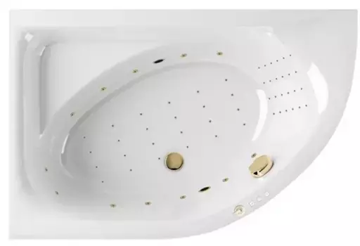 Гидромассажная ванна акриловая «Excellent» Aquarella 170/110 Nano с каркасом с сифоном белая/золото левая