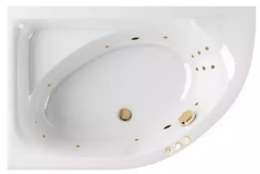 Гидромассажная ванна акриловая «Excellent» Aquarella 170/110 Smart с каркасом с сифоном белая/золото левая