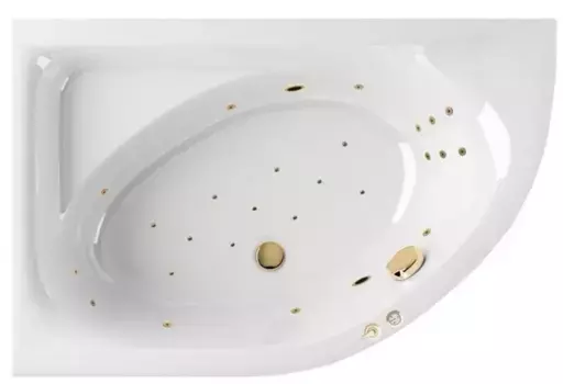 Гидромассажная ванна акриловая «Excellent» Aquarella 170/110 Ultra с каркасом с сифоном белая/золото левая