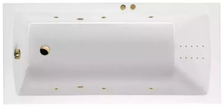 Гидромассажная ванна акриловая «Excellent» Aquaria 170/75 Line Nano с каркасом с сифоном белая/золото