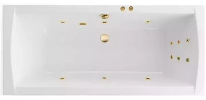 Гидромассажная ванна акриловая «Excellent» Aquaria Lux Slim 180/80 Line с каркасом с сифоном белая/золото