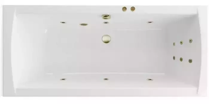 Гидромассажная ванна акриловая «Excellent» Aquaria Lux Slim 180/80 Line с каркасом с сифоном белая/бронза