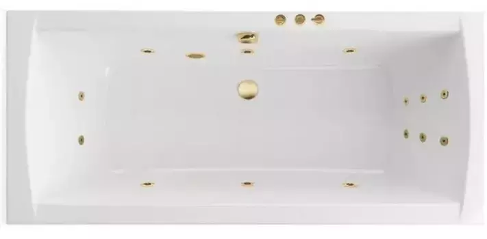 Гидромассажная ванна акриловая «Excellent» Aquaria Lux Slim 180/80 Smart с каркасом с сифоном белая/золото