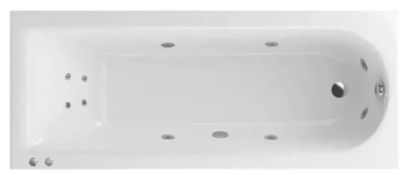 Гидромассажная ванна акриловая «Excellent» Aurum Slim 150/70 Hydro+ с каркасом с сифоном белая/хром