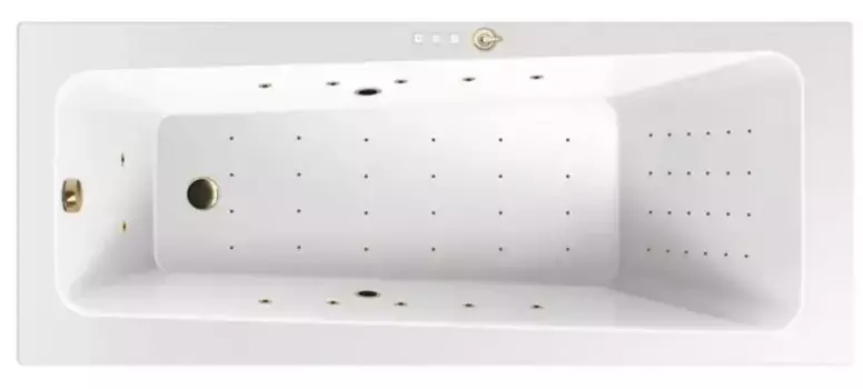 Гидромассажная ванна акриловая «Excellent» Ava 160/70 Nano с каркасом с сифоном белая/золото
