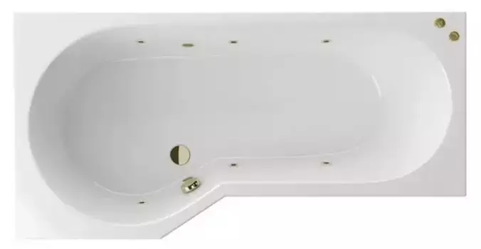 Гидромассажная ванна акриловая «Excellent» Be Spot 160/80 Soft с каркасом с сифоном белая/бронза левая